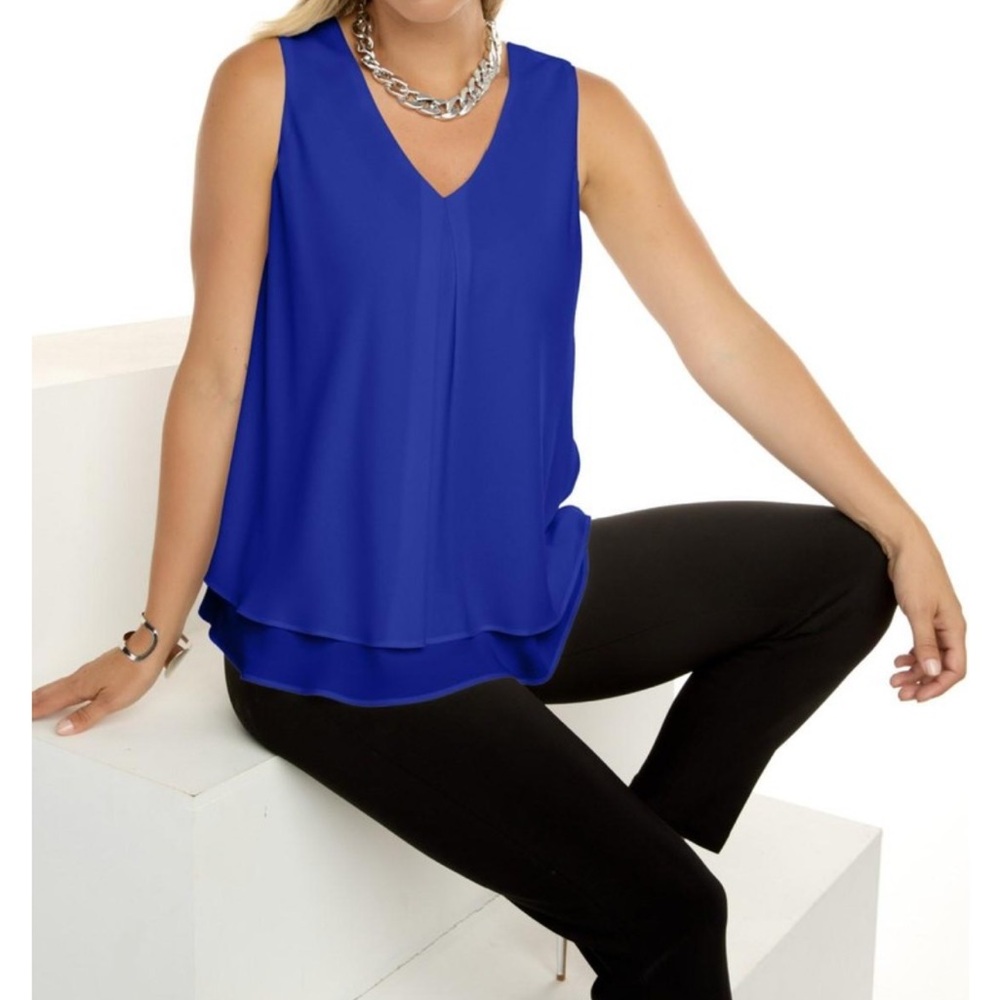Frank Lyman Design Royal Blue Flowy Sleeveless Blouse